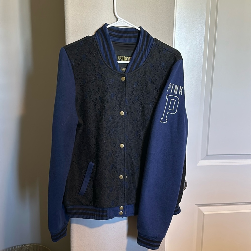 Black lace and navy Pink jacket. Size L